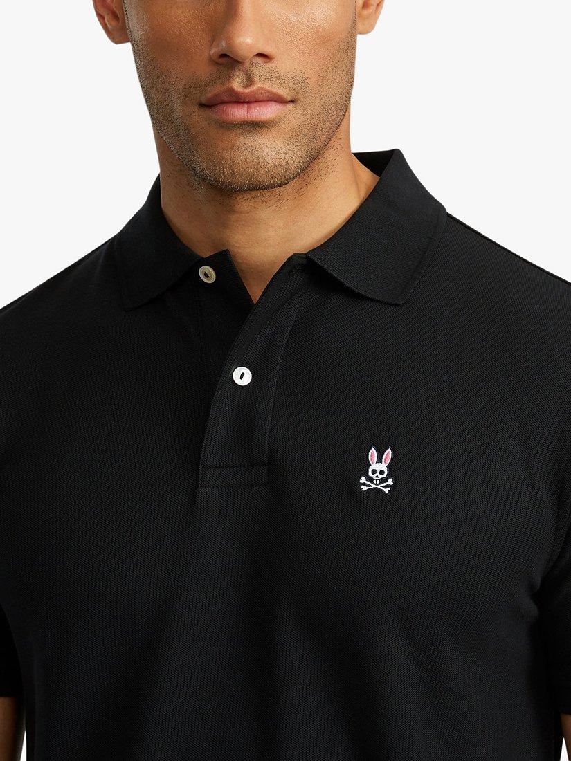 Psycho Bunny Classic Short Sleeve Pique Polo Shirt, Black, S