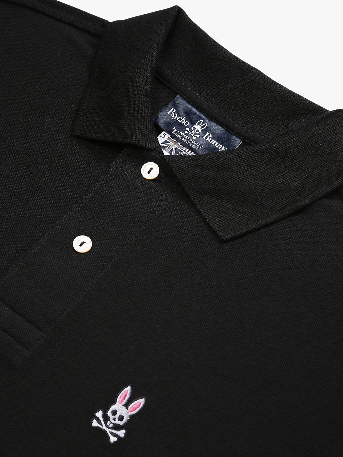 Psycho Bunny Classic Short Sleeve Pique Polo Shirt, Black, S
