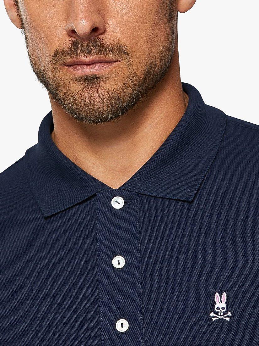 Product image 4 of 5, which shows Psycho Bunny Classic Long Sleeve Pique Polo Shirt, Navy, S