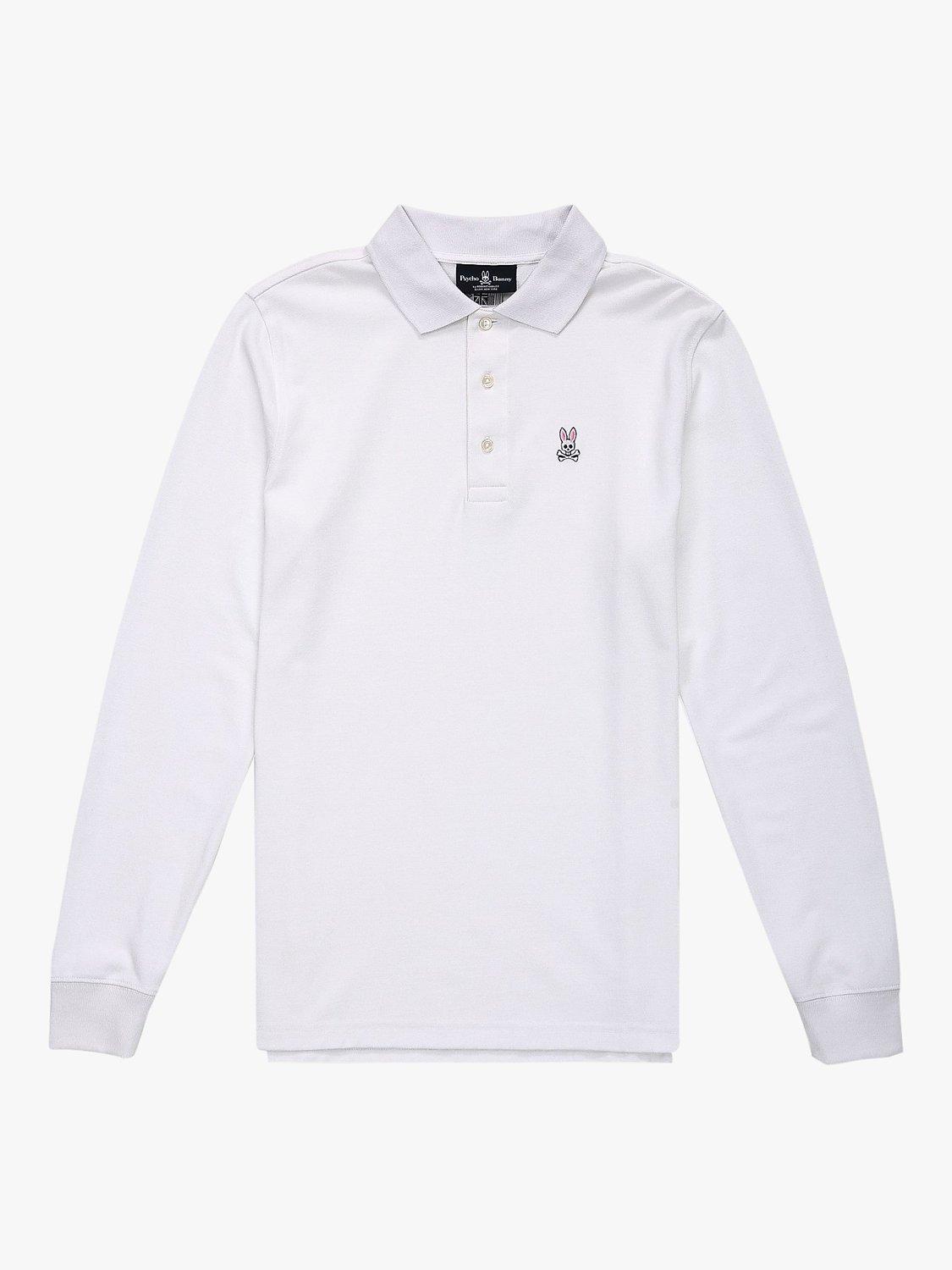 Product image 3 of 6, which shows Psycho Bunny Classic Long Sleeve Pique Polo Shirt, White, S