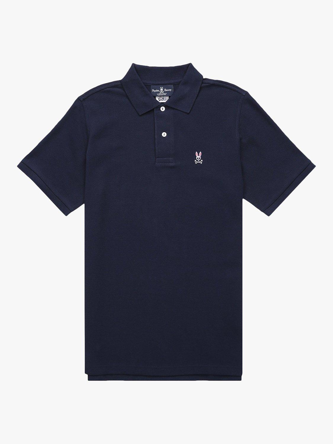 Product image 3 of 6, which shows Psycho Bunny Classic Short Sleeve Pique Polo Shirt, Navy, S