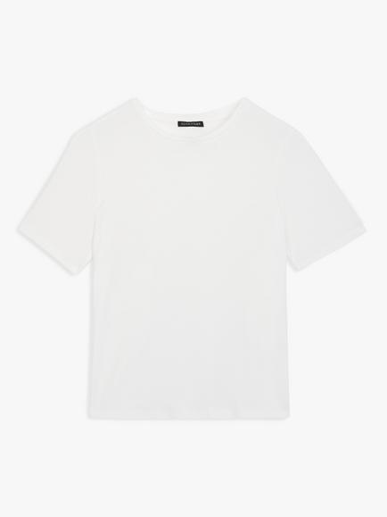 EILEEN FISHER Plain Short Sleeve T-Shirt, White, White