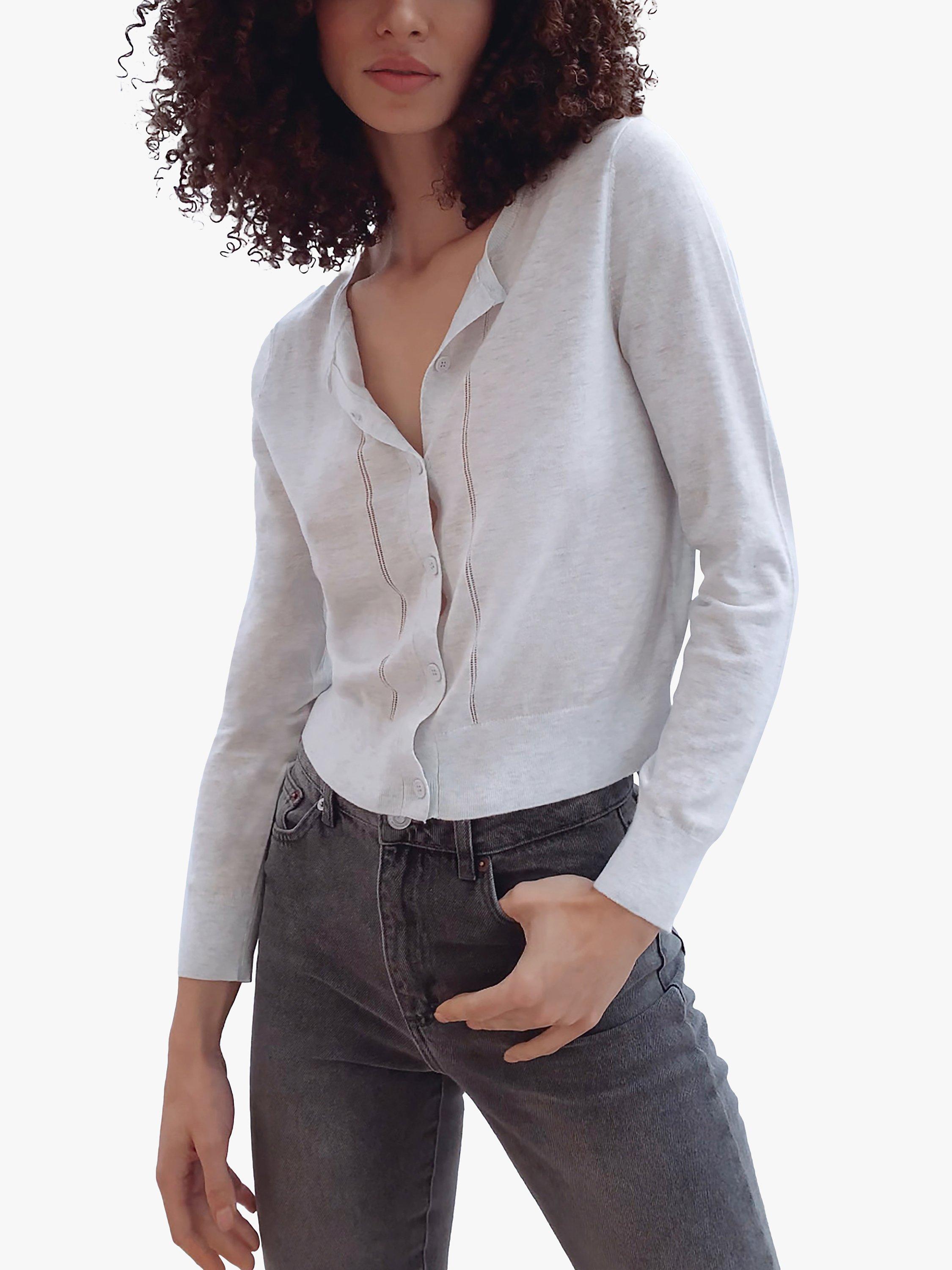 French Connection Spring Cardigan, Dove Grey Melange