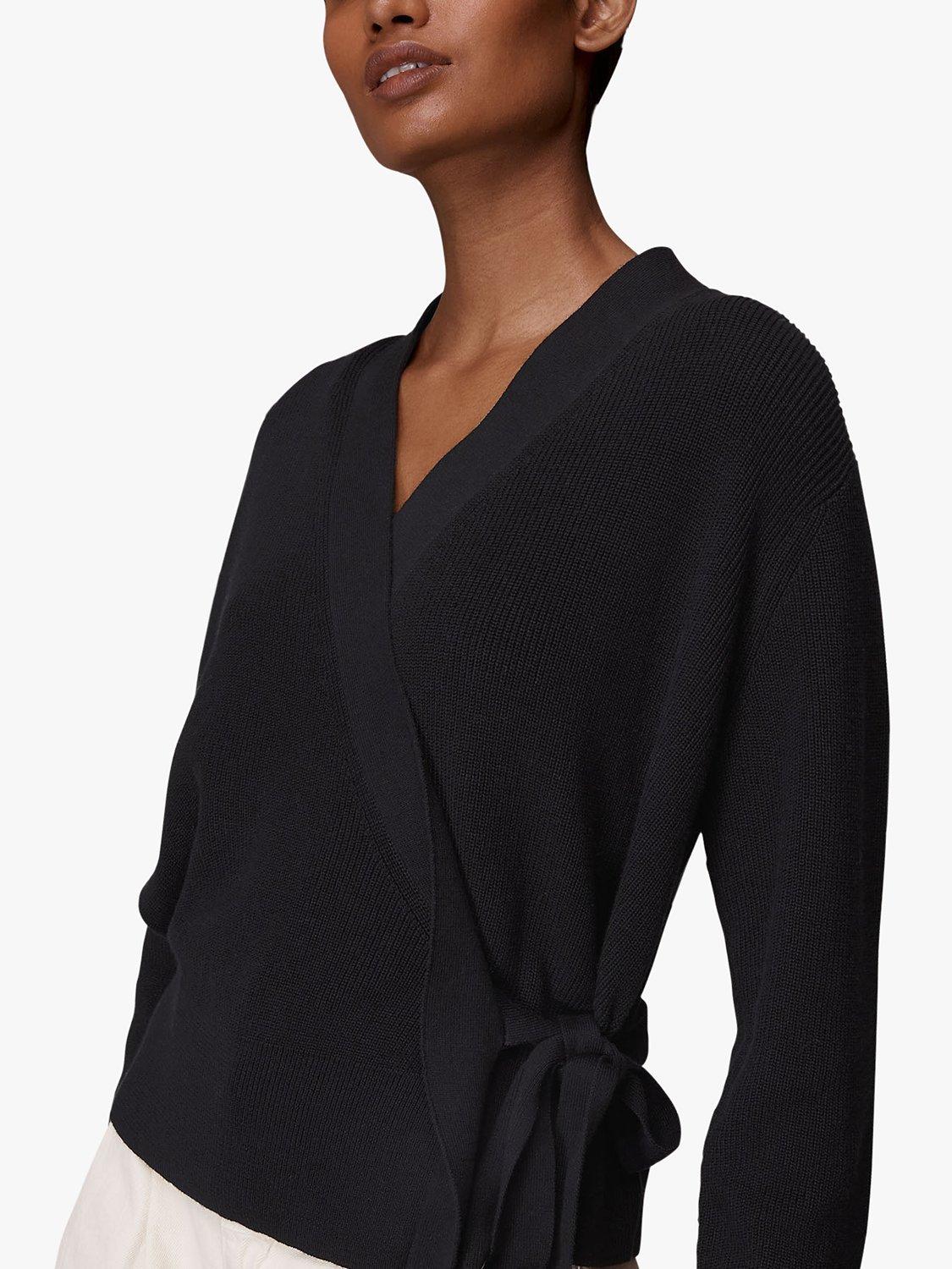 Whistles Wrap Over Ballet Cardigan, Black