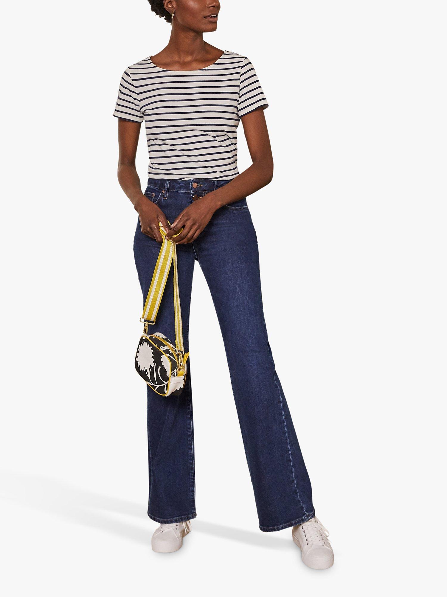 Boden Short Sleeve Breton Stripe T-Shirt, White