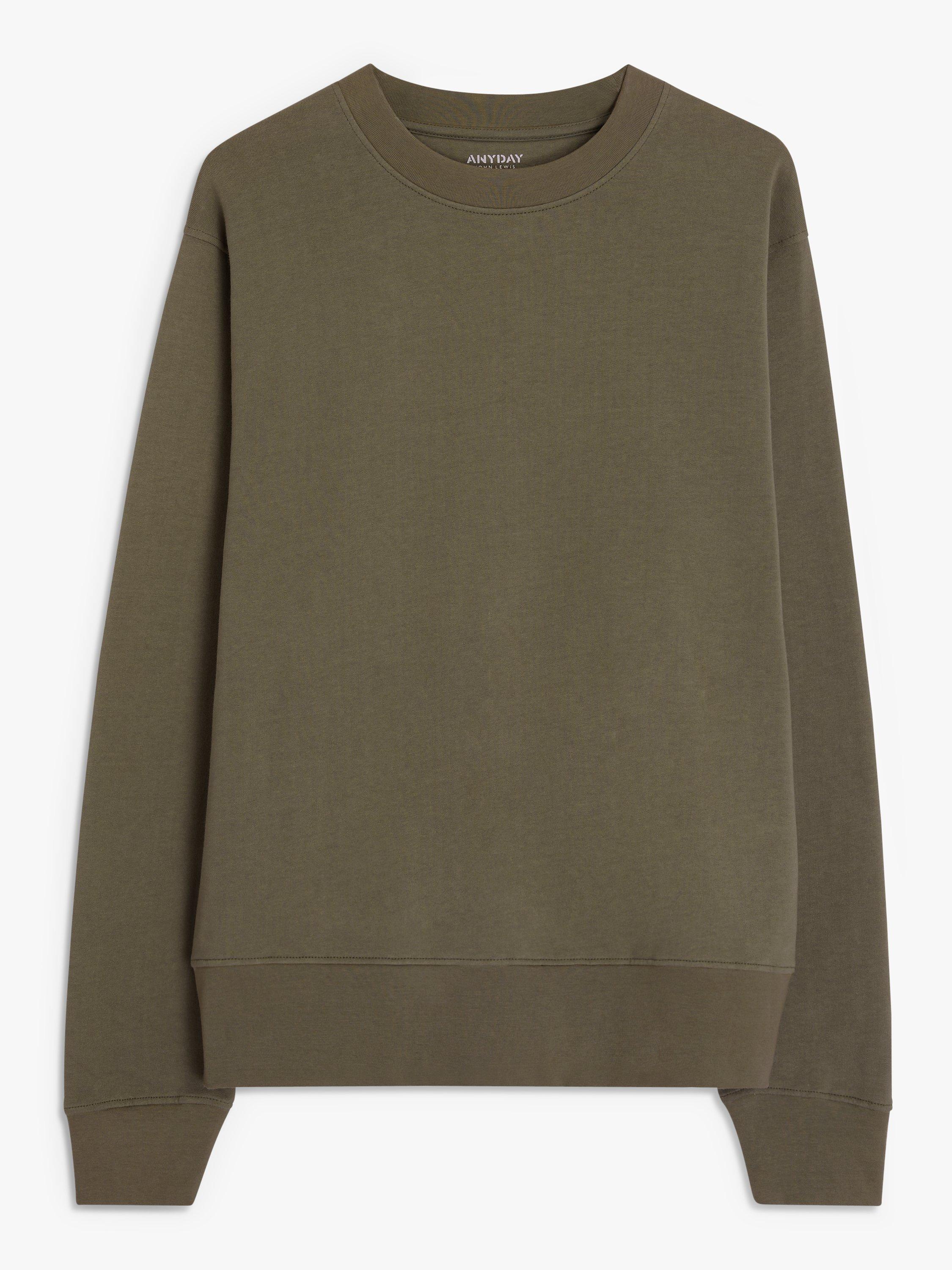 Product image 4 of 6, which shows John Lewis ANYDAY Cotton Crew Neck Sweatshirt, Khaki, S