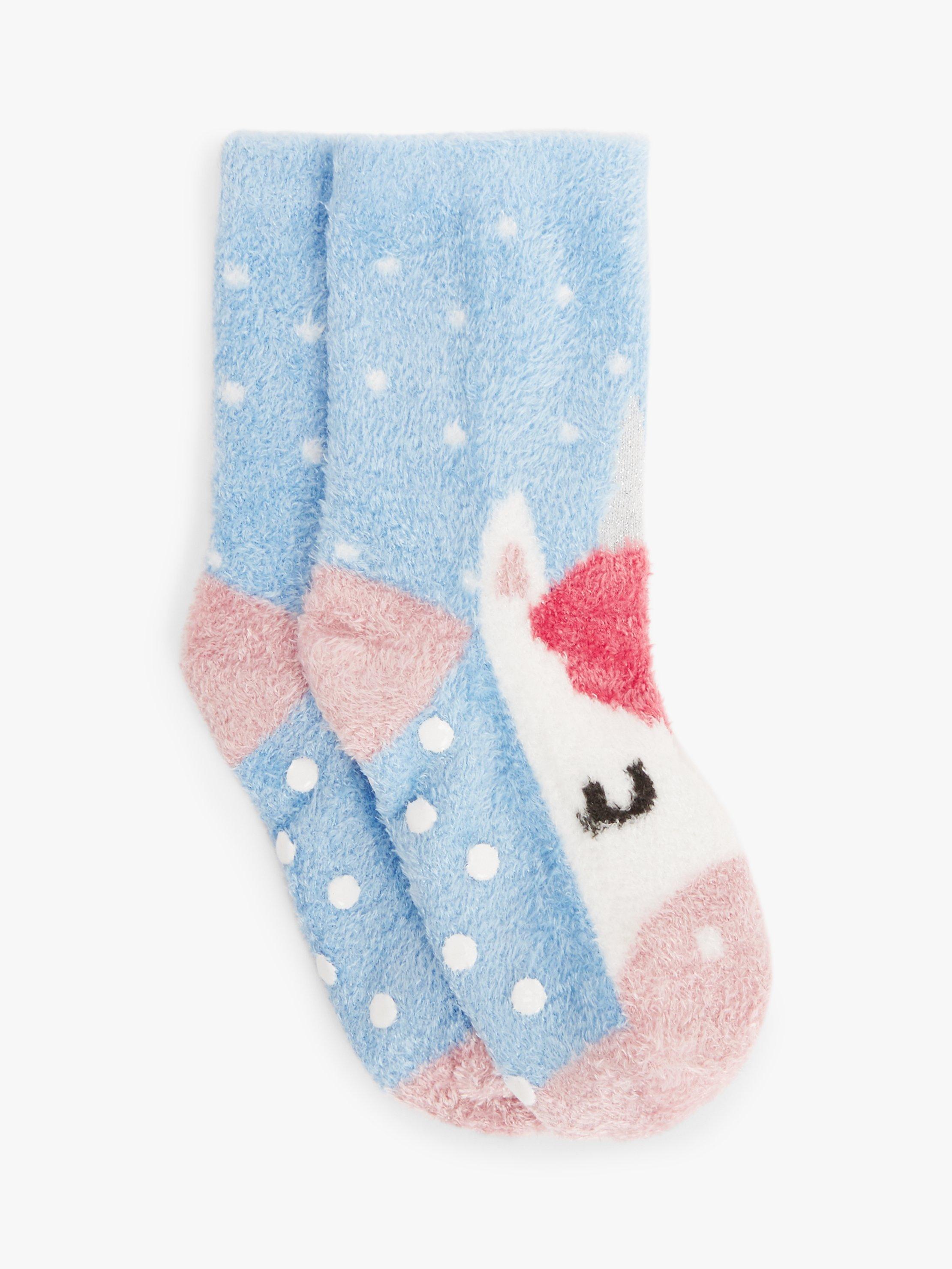 John Lewis Kids' Unicorn Slipper Socks, Blue/Multi