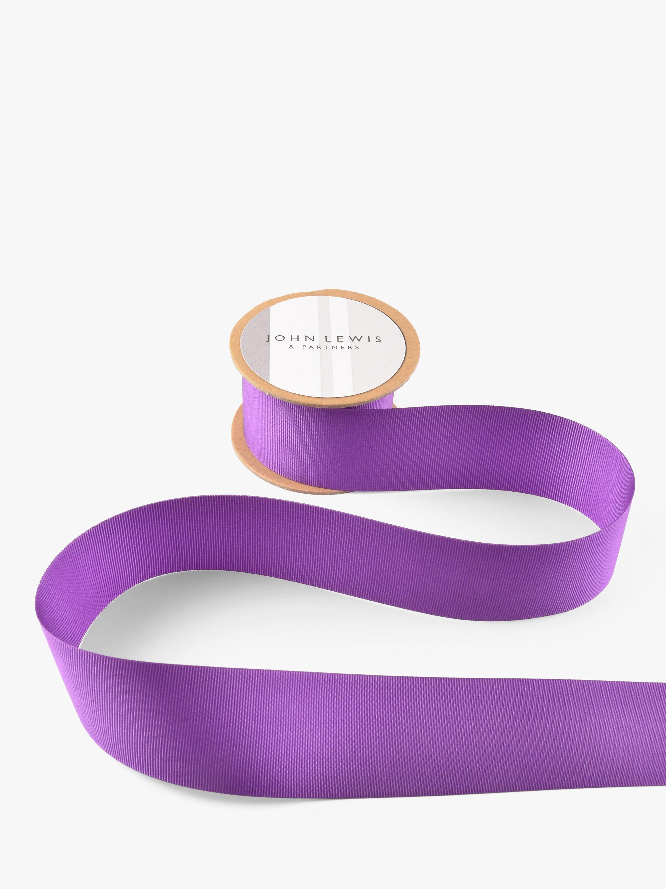 John Lewis Recycled Grosgrain Ribbon, Damson, L5m x W15mm