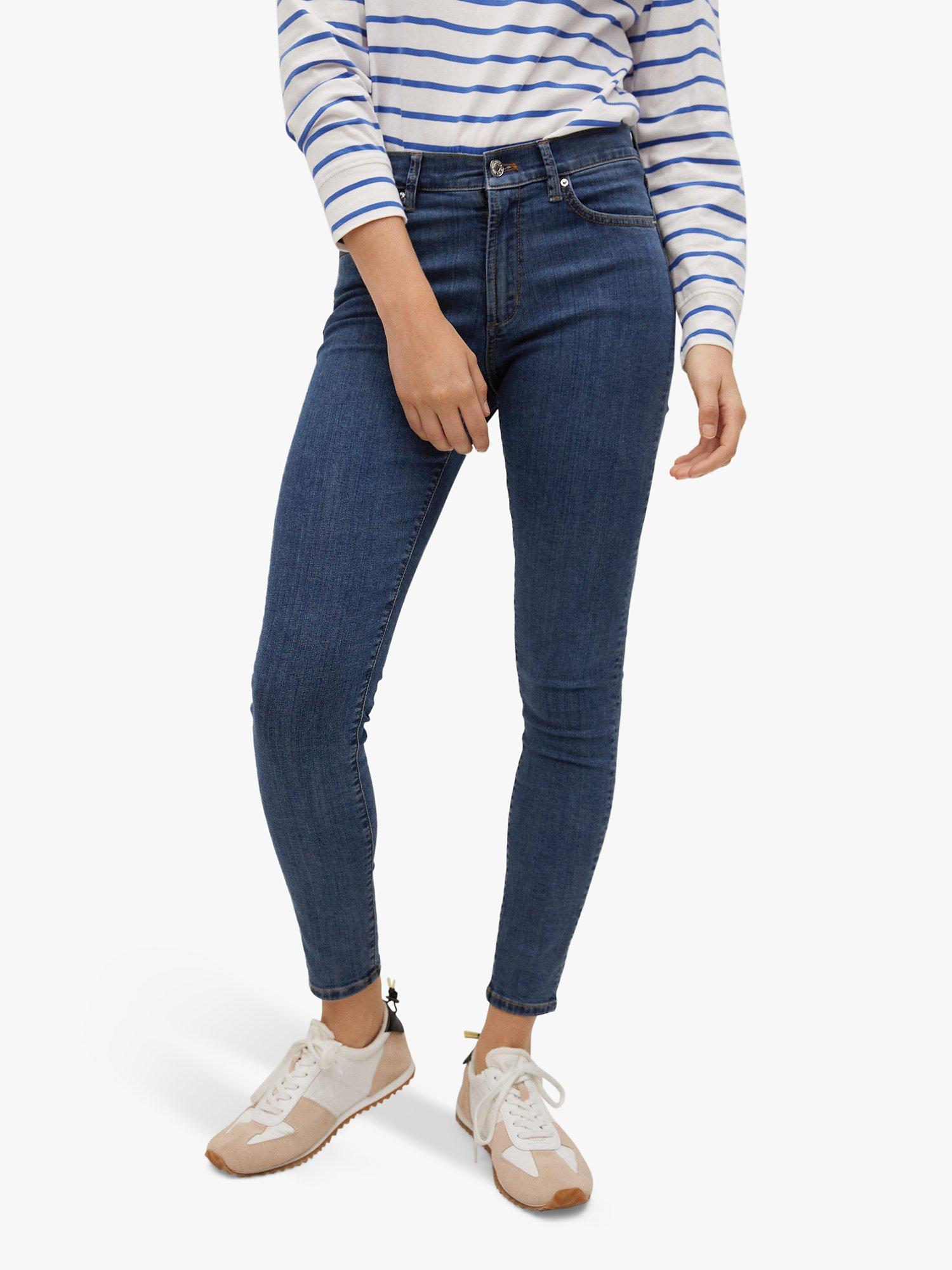 Mango Elsa Mid Waist Skinny Jeans, Navy