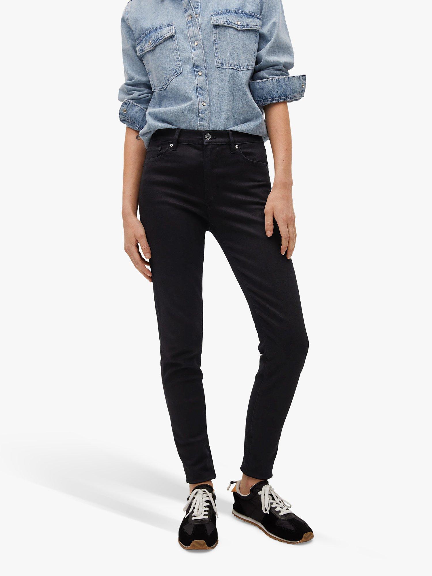 Mango Elsa Mid Waist Skinny Jeans, Black