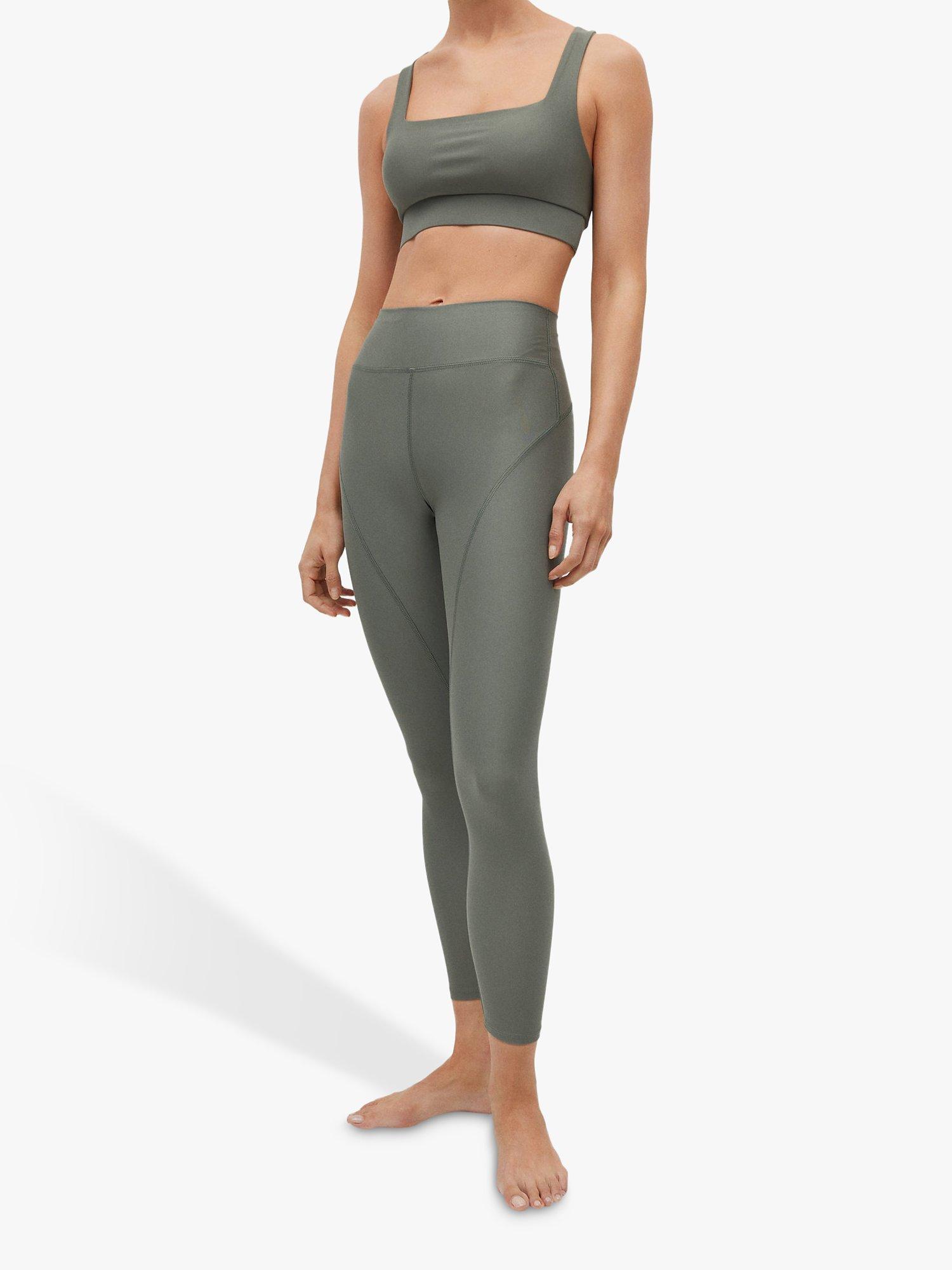 Mango Breathable Sports Leggings, Khaki, S