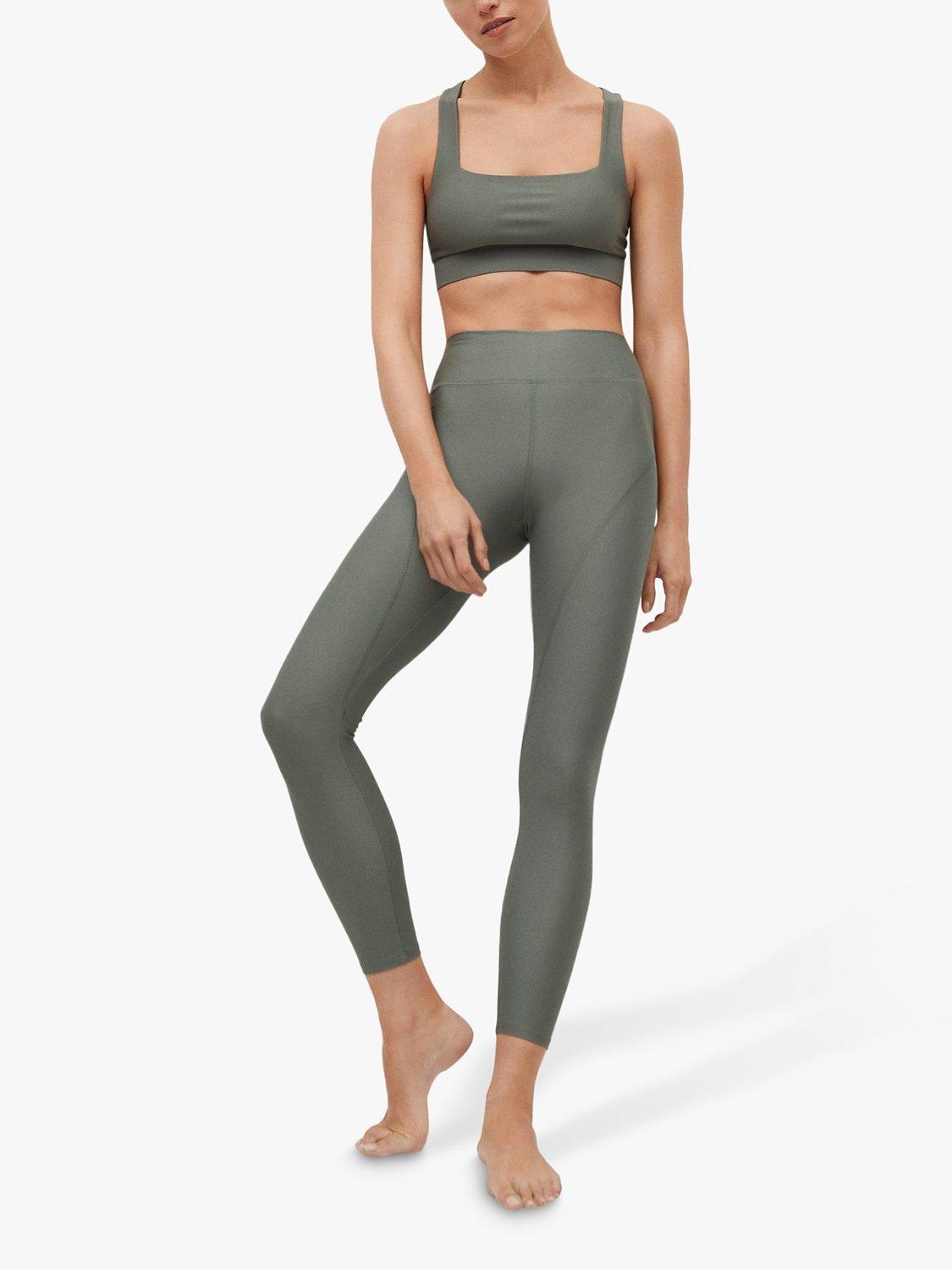 Product image 2 of 7, which shows Mango Breathable Sports Leggings, Khaki, S