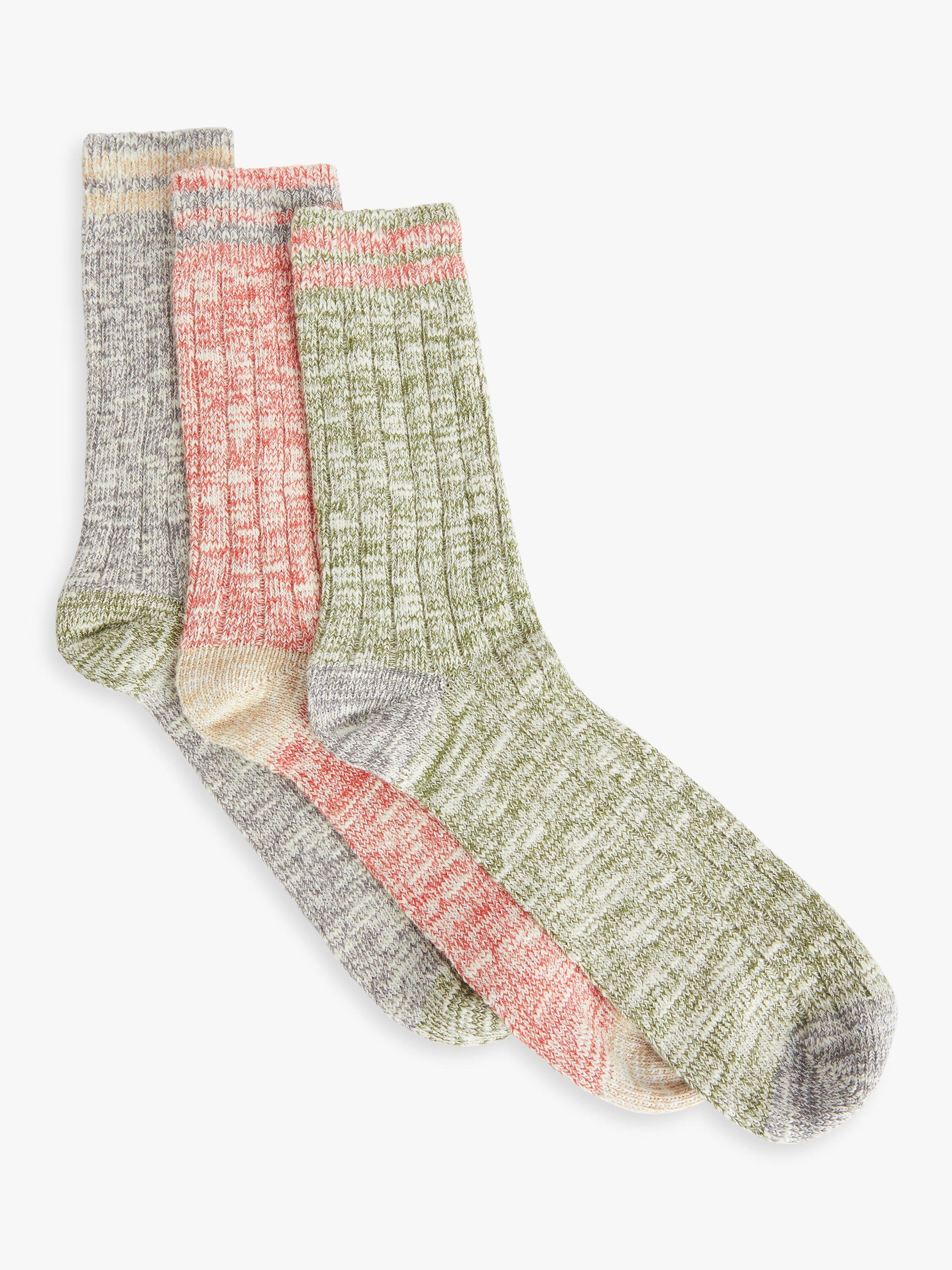 John Lewis Slub Textured Boot Socks, Pack of 3, Multi