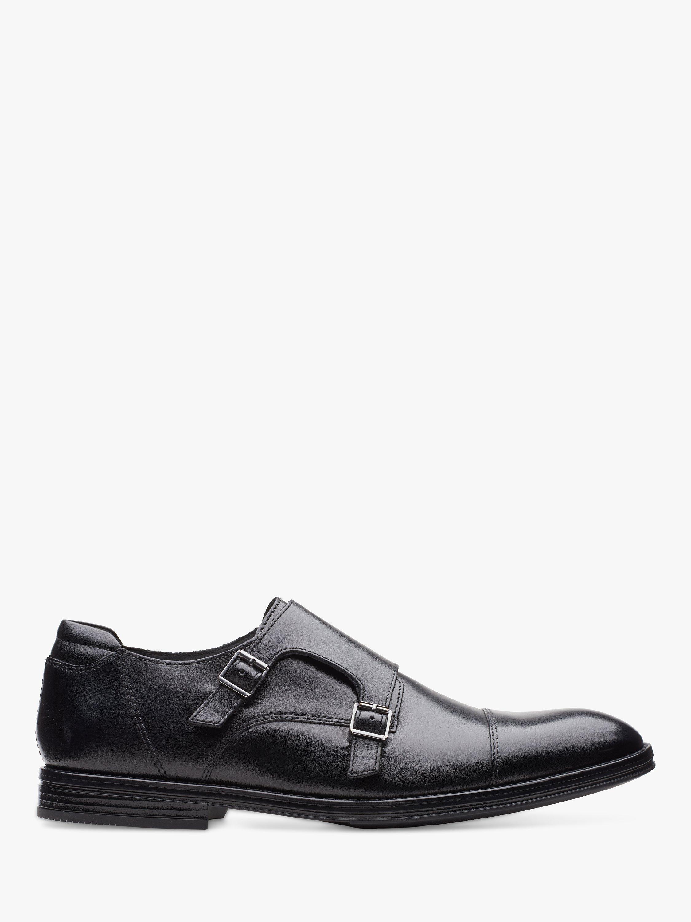Clarks CitiStride Leather Double Strap Monk Shoes, Black