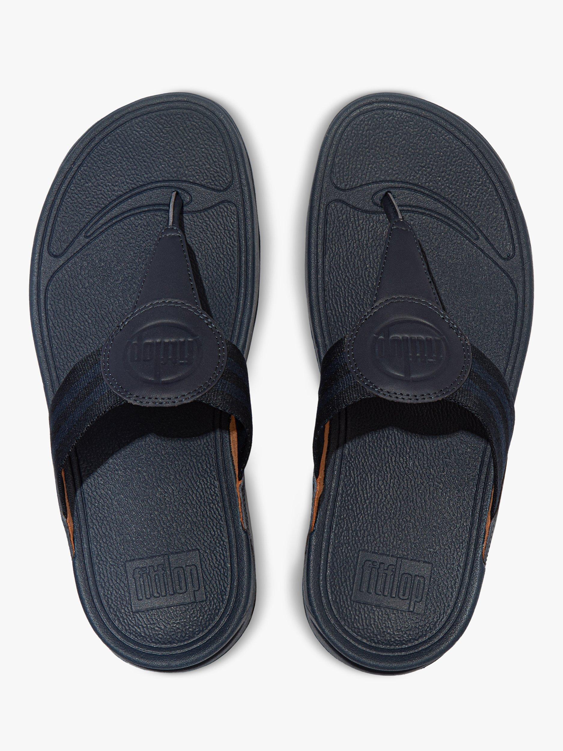 FitFlop Walkstar Leather Mix Toe Post Sandals, Midnight Navy, 3