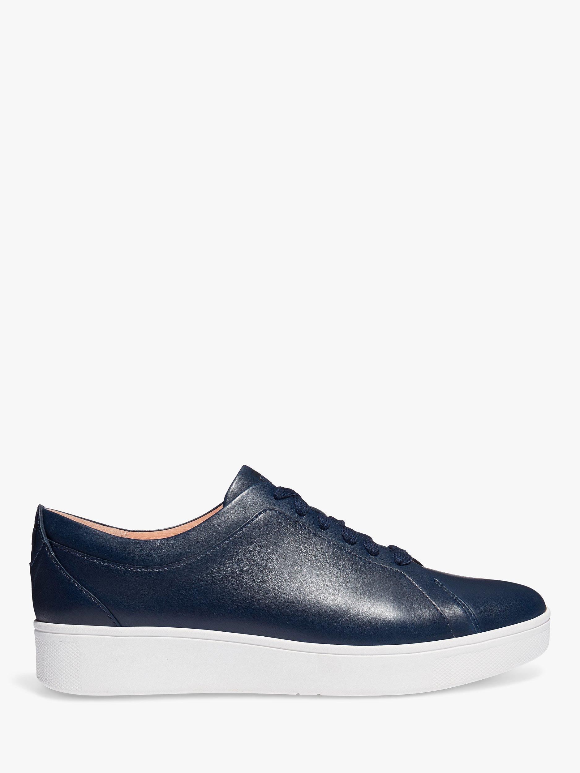Product image 1 of 4, which shows FitFlop Rally Lace Up Leather Trainers, Midnight Navy, 3