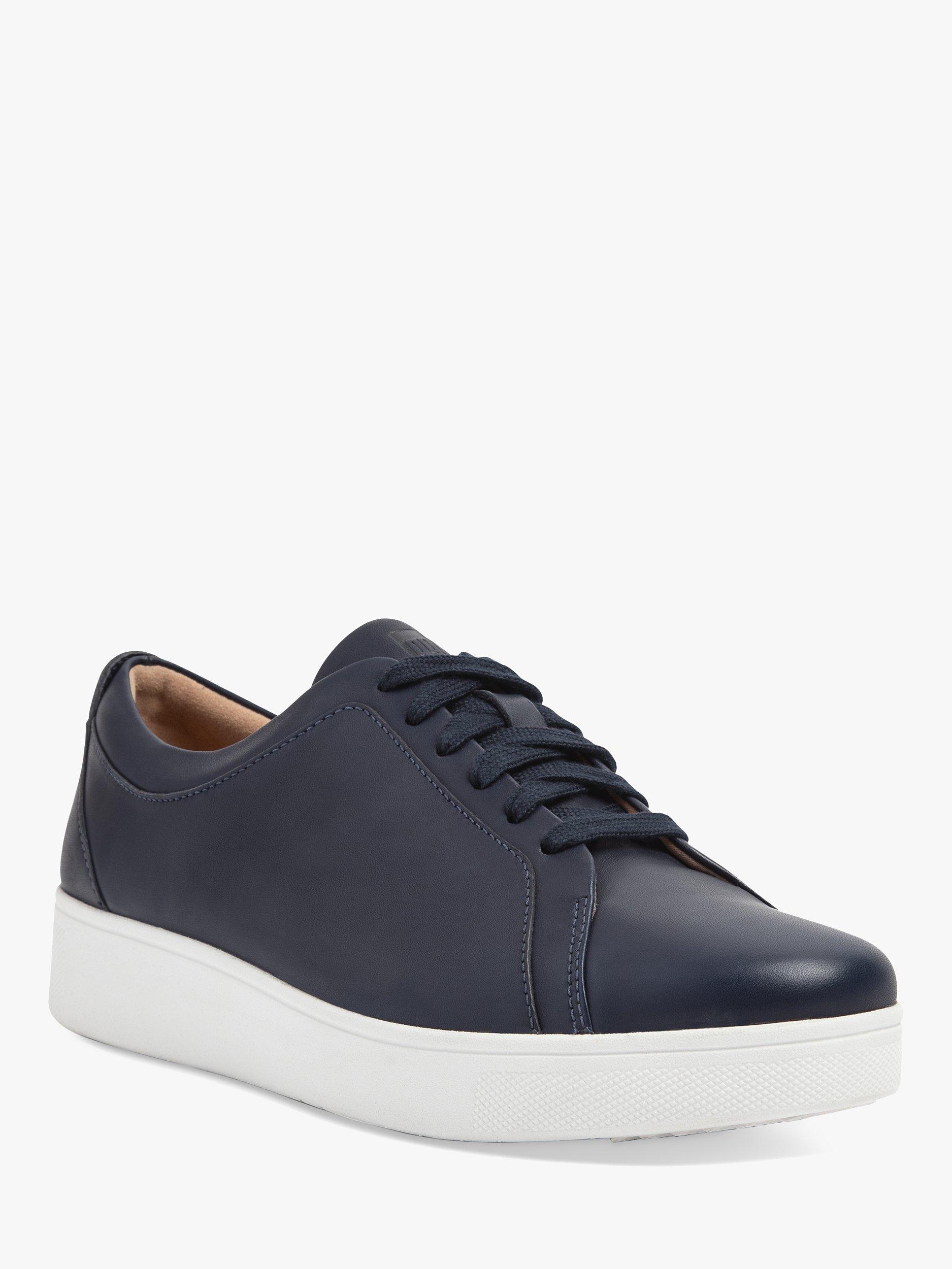 Product image 2 of 4, which shows FitFlop Rally Lace Up Leather Trainers, Midnight Navy, 3