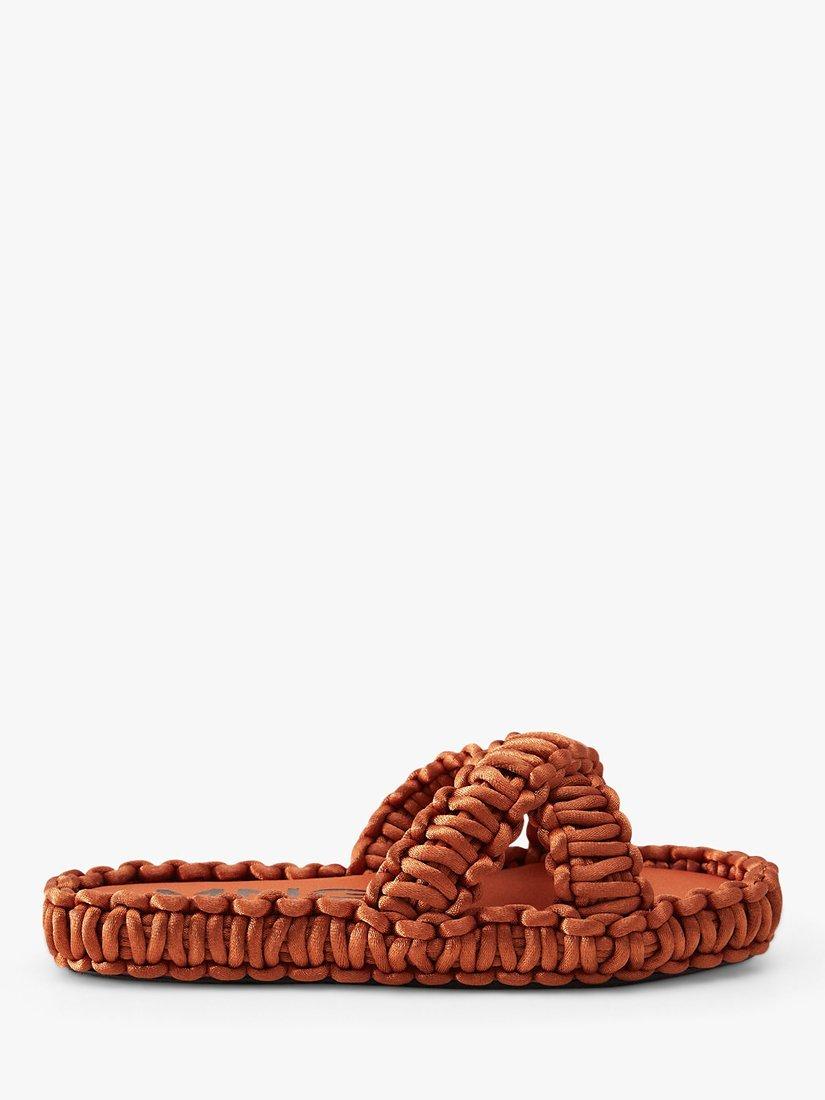 Mango Crossover Knotted Satin Strap Sandals, Copper