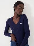 Crew Clothing Heritage V-Neck Cable Knit Cashmere Blend Jumper