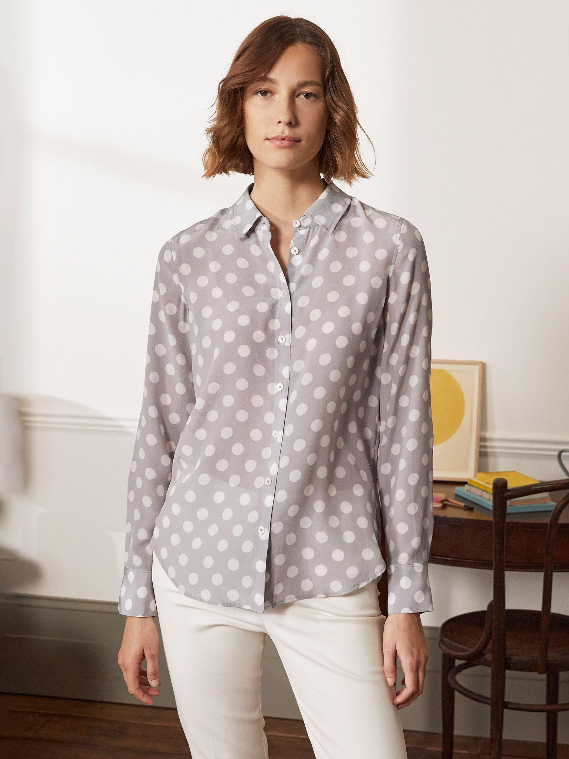 Boden The Silk Shirt, Grey Squirrel Spot, 14