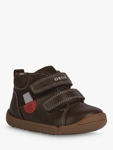 Geox Kids' Macchia Riptape Pre-Walker Trainers, Coffee - view 2, Coffee