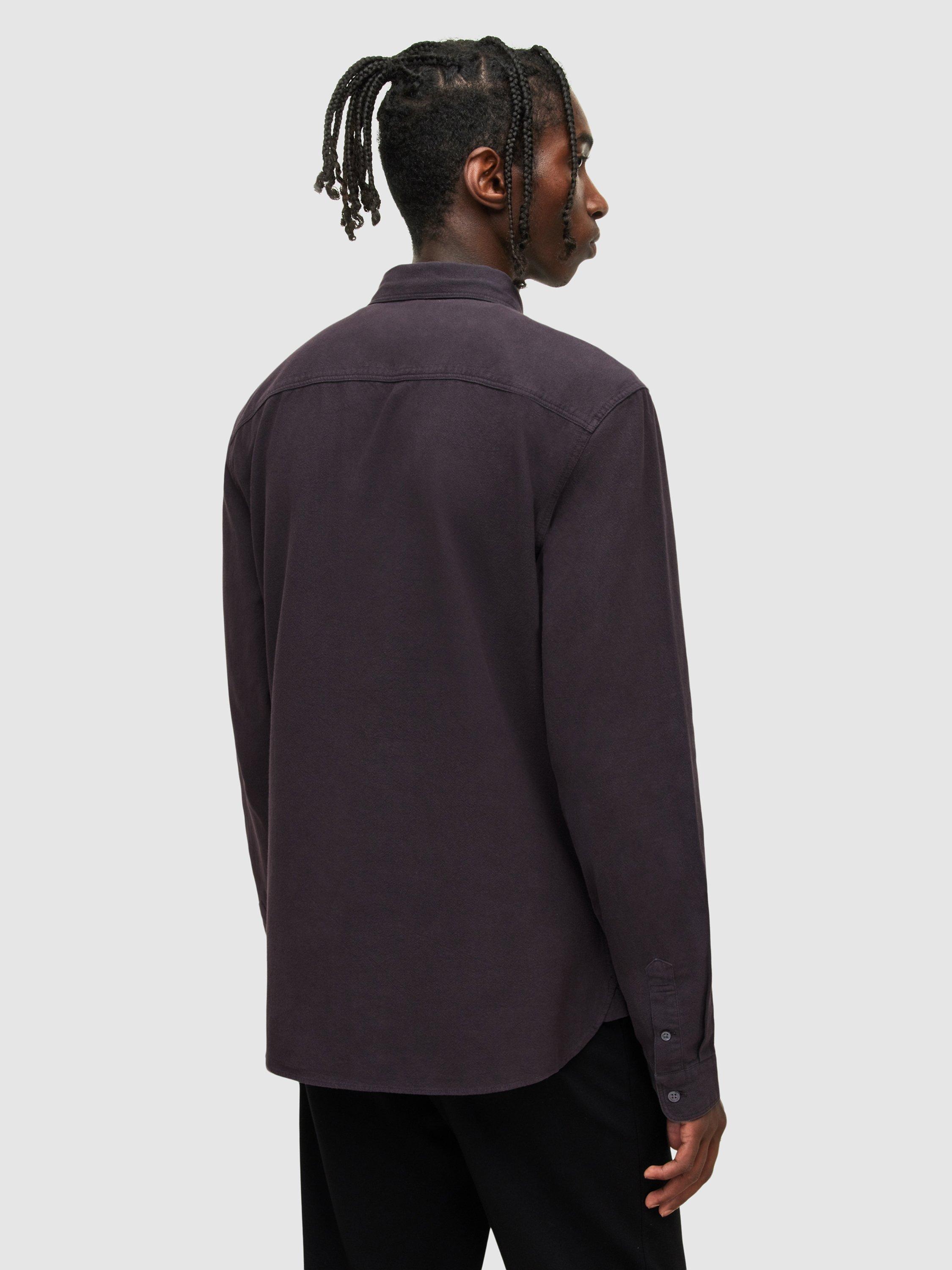 Product image 2 of 5, which shows AllSaints Lovell Slim Fit Long Sleeve Shirt, Washed Black, XS