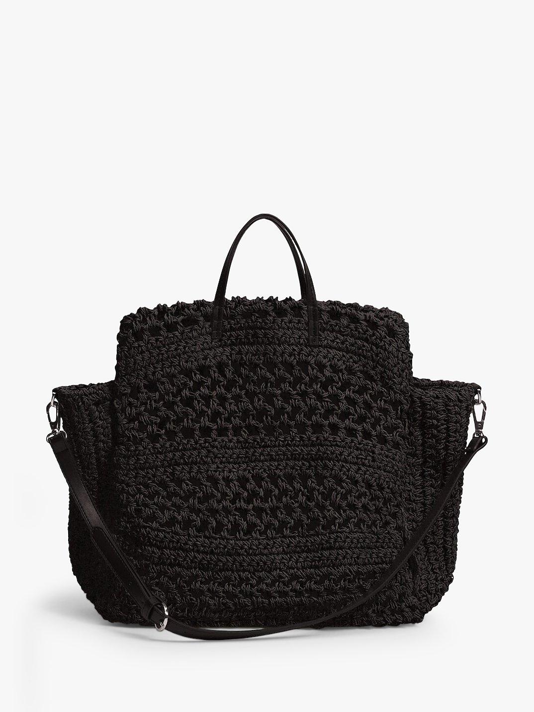 Mango Holbox Straw Bag, Black