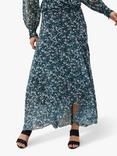 Phase Eight Lola Floral Dipped Hem Maxi Skirt, Petrol