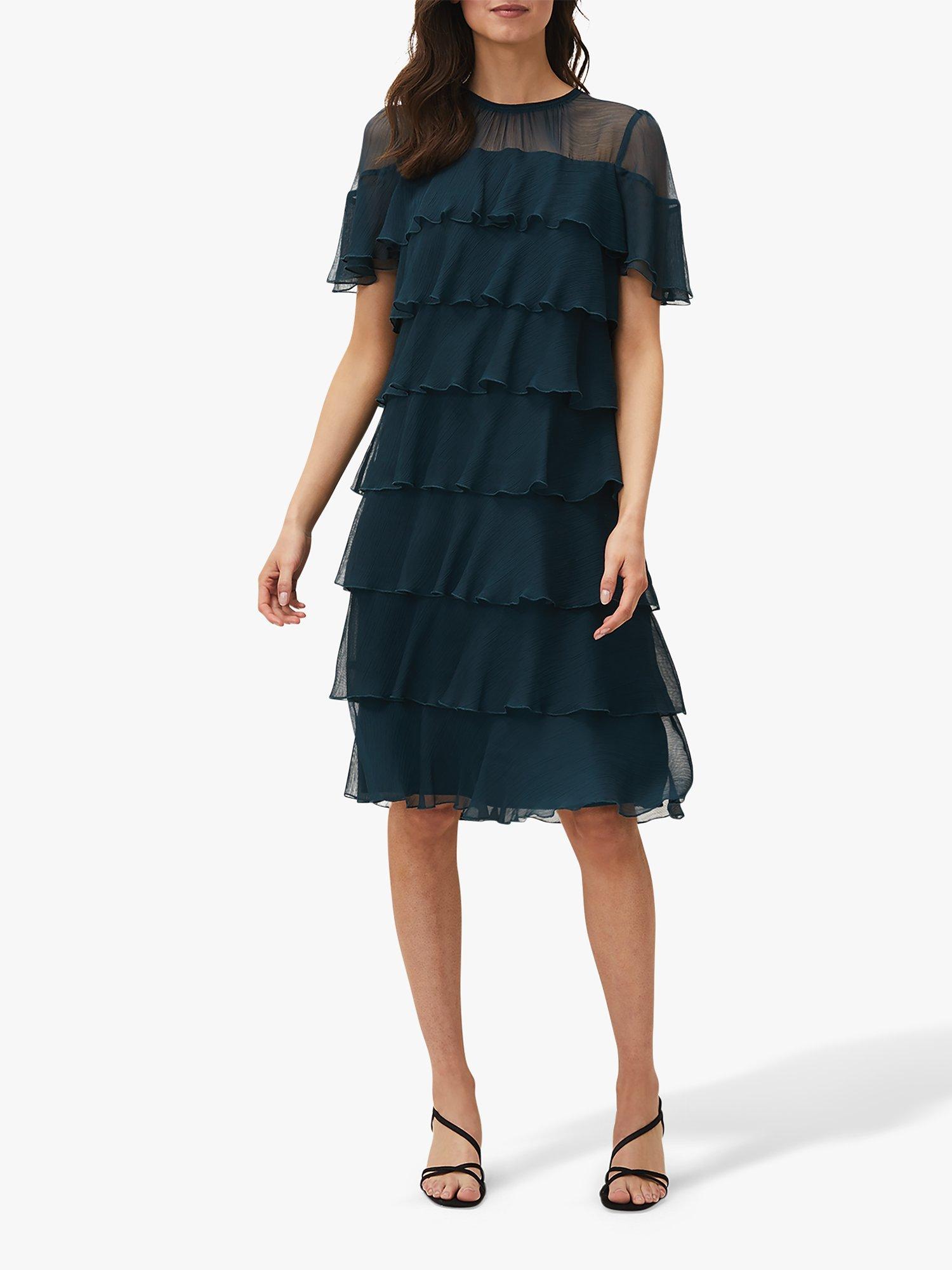 Phase Eight Nika Layered Knee Length Dress, Petrol