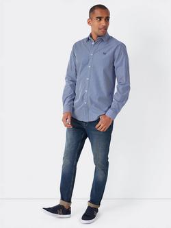 Crew Clothing Classic Micro Stripe Shirt - view 2, Ultra Marine Blue