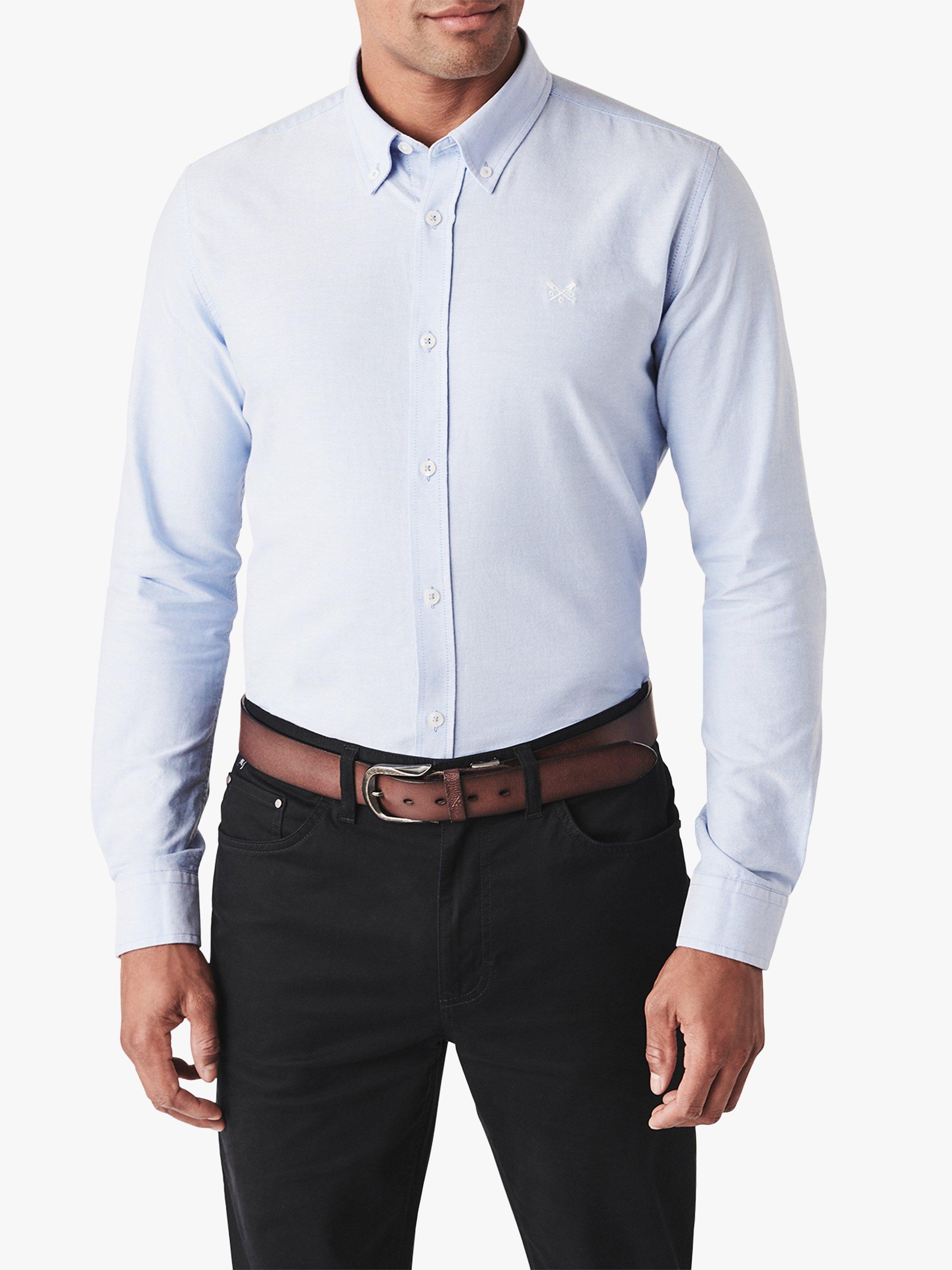 Product image 1 of 7, which shows Crew Clothing Slim Fit Long Sleeve Oxford Shirt, Light Blue, XS