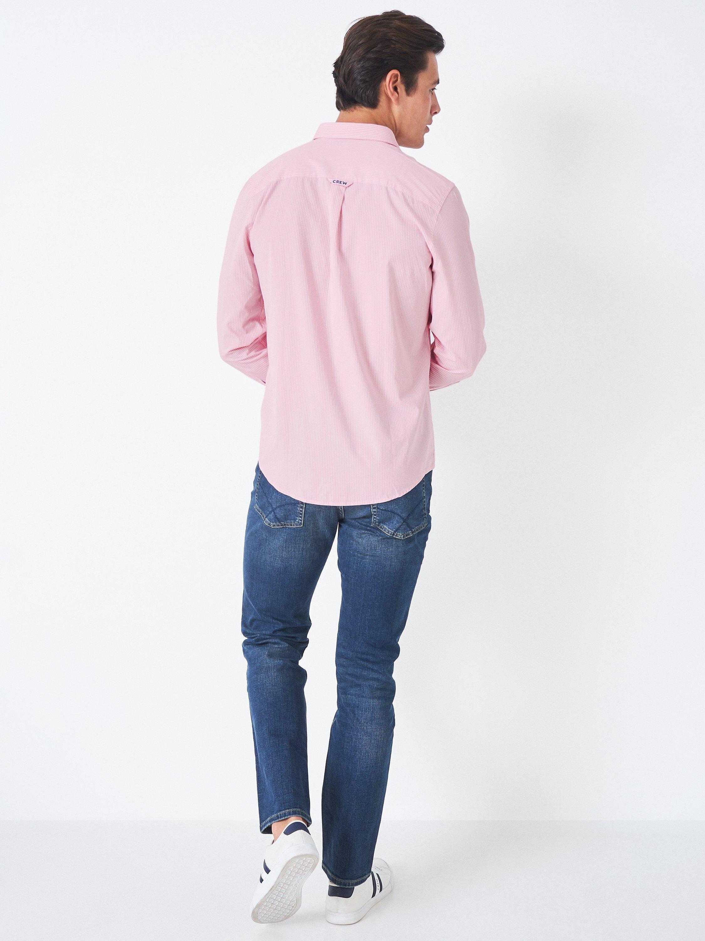 Product image 2 of 6, which shows Crew Clothing Micro Stripe Cotton Shirt, Pink, XS