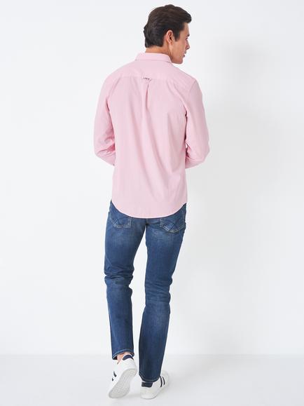 Crew Clothing Micro Stripe Cotton Shirt, Pink - view 2, Pink