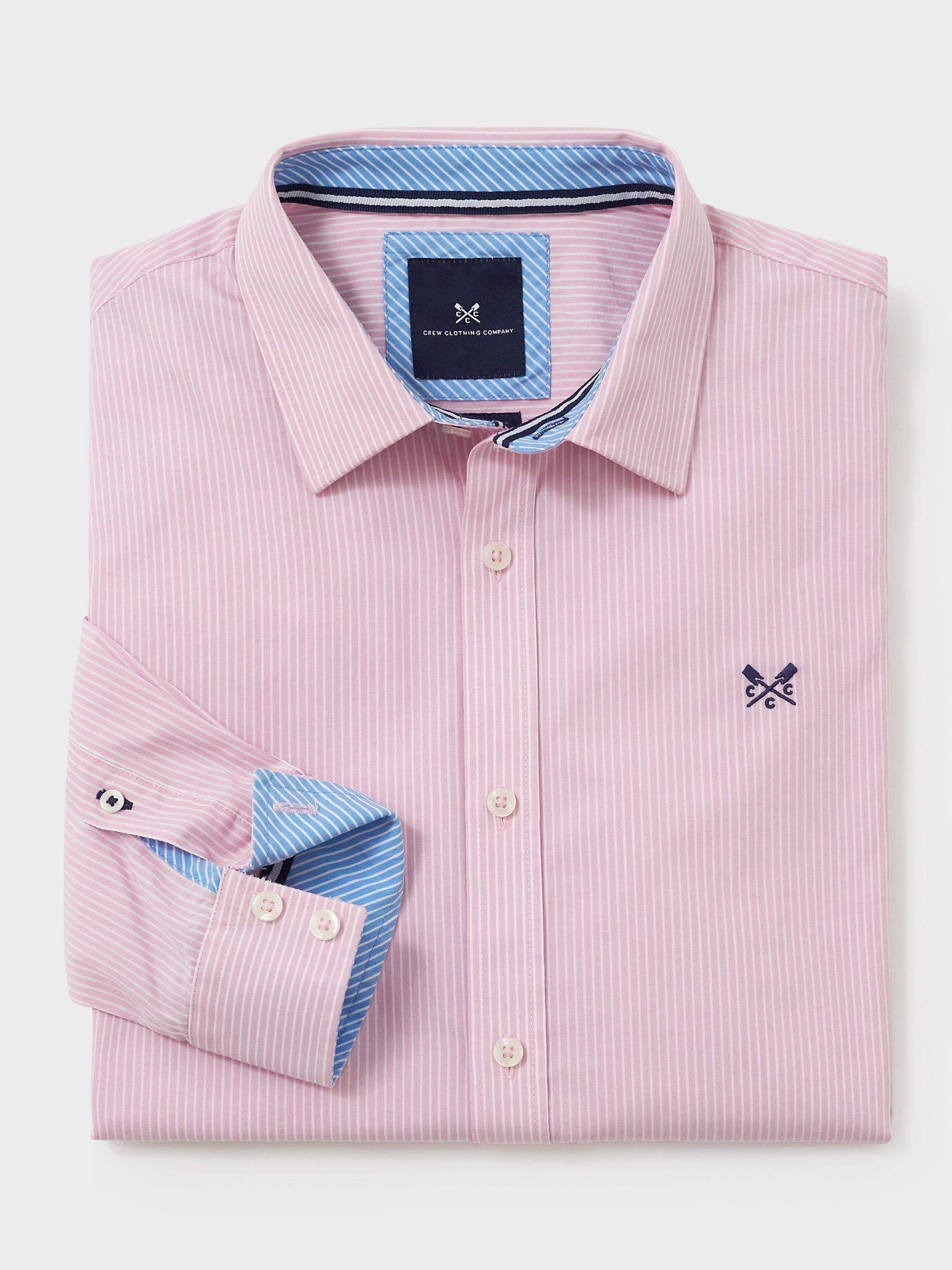 Product image 6 of 6, which shows Crew Clothing Micro Stripe Cotton Shirt, Pink, XS