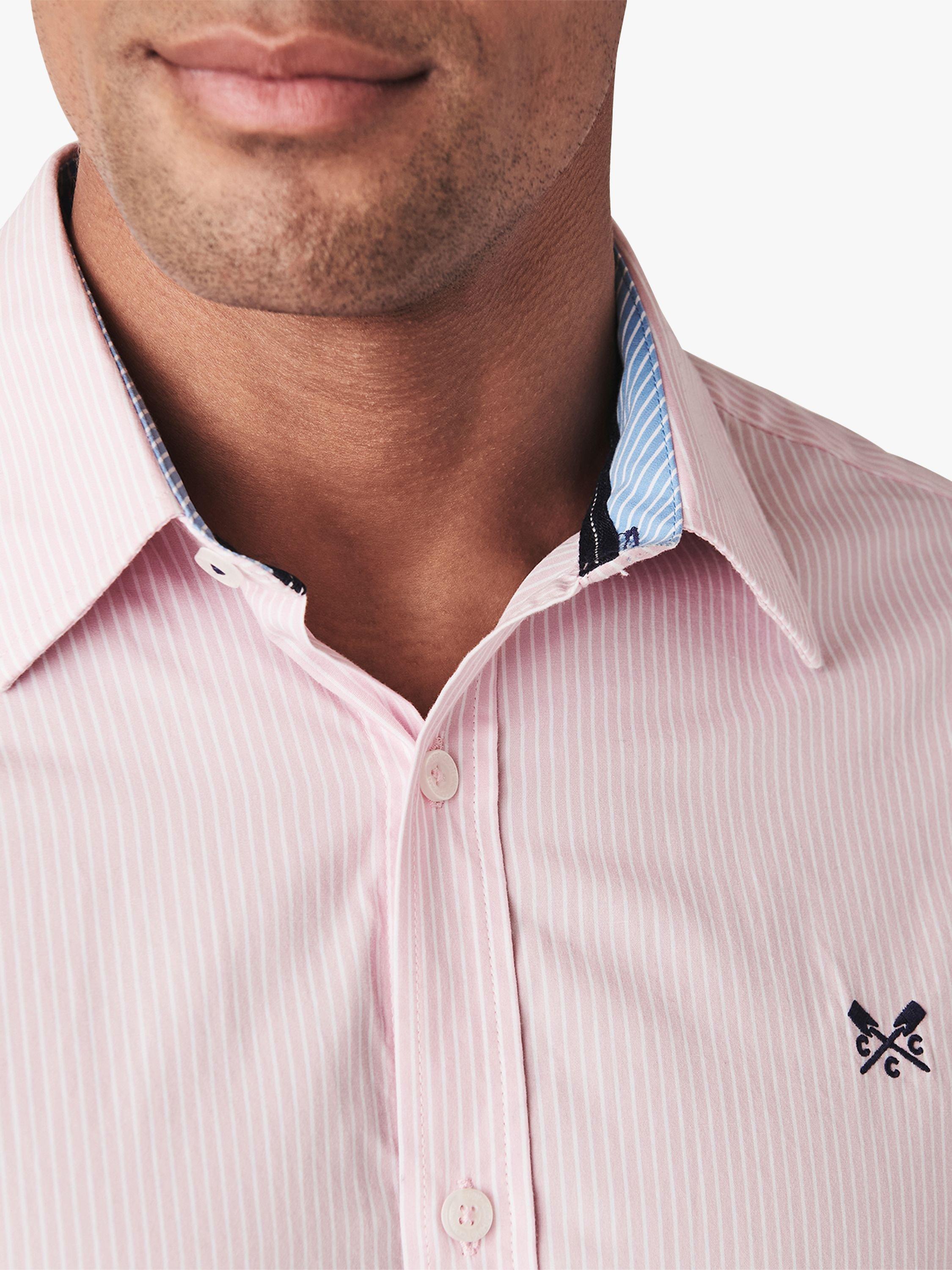 Product image 3 of 6, which shows Crew Clothing Micro Stripe Cotton Shirt, Pink, XS