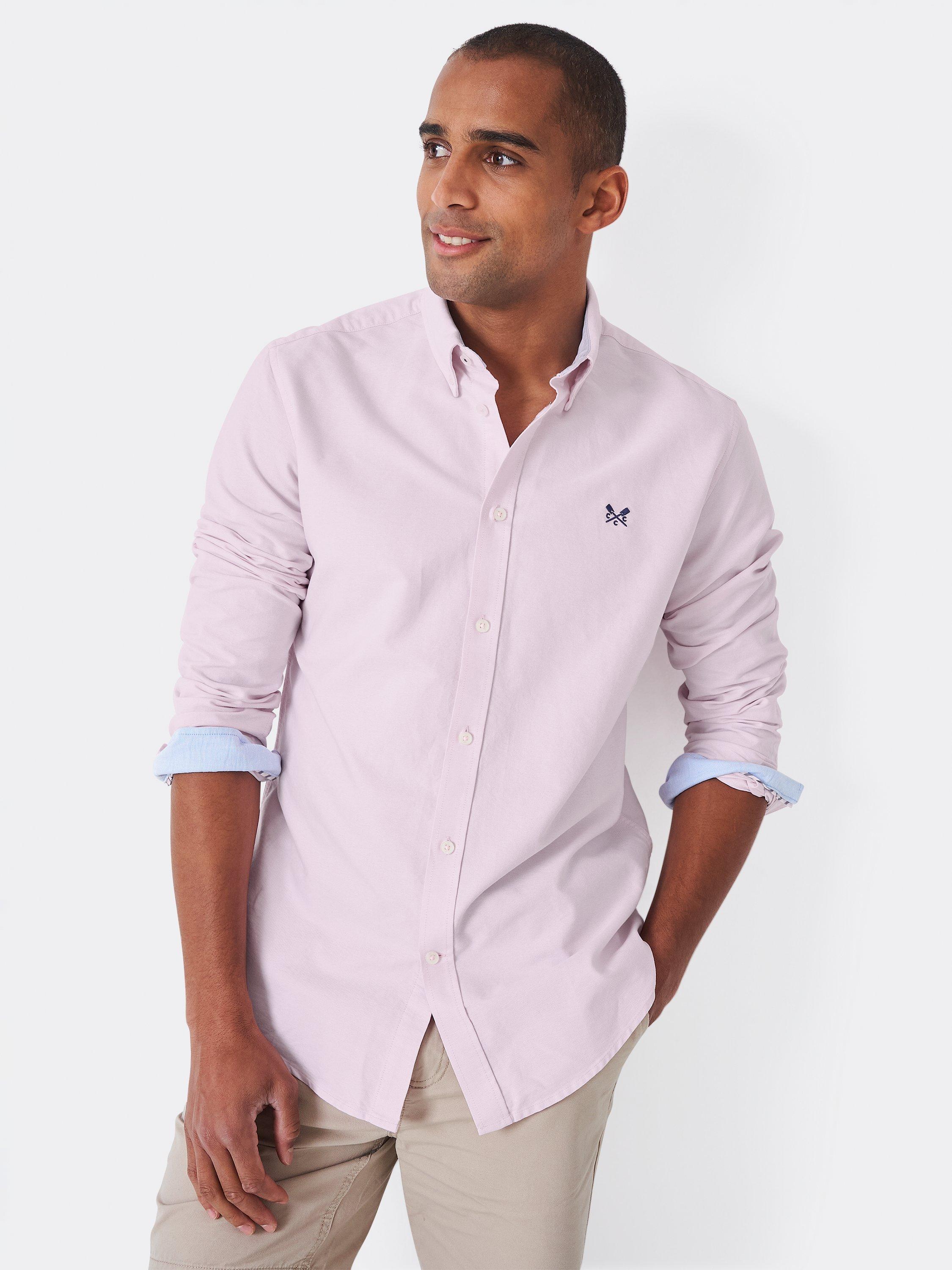 Product image 1 of 7, which shows Crew Clothing Slim Fit Long Sleeve Oxford Shirt, Light Pink, S