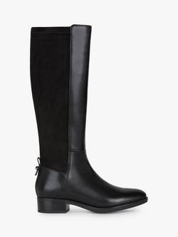 Geox Women's Felicity Block Heeled Knee High Boots, Black, Black