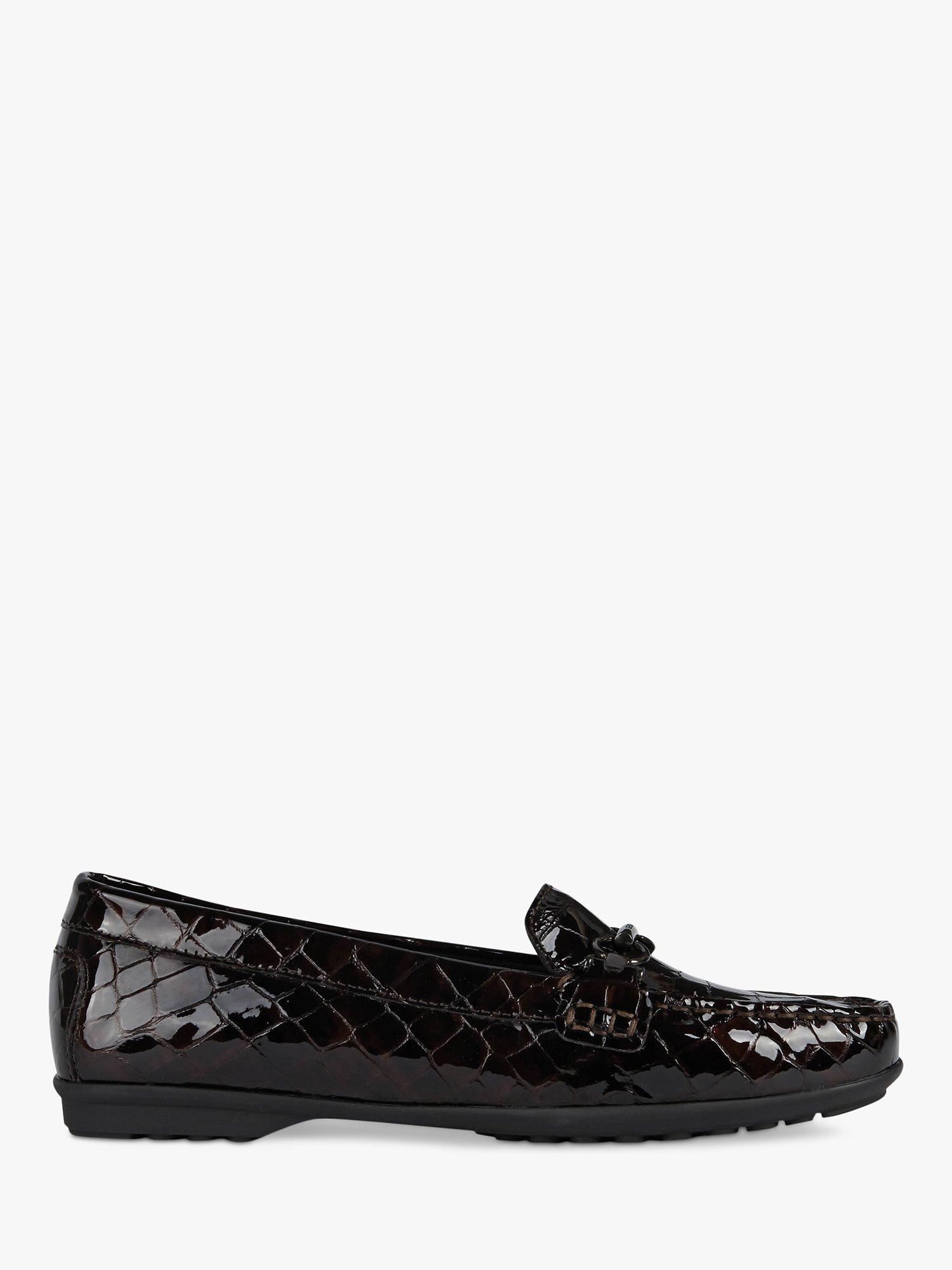 Product image 1 of 6, which shows Geox Women's Elidia Leather Croc Effect Moccasins, Burgundy, 4