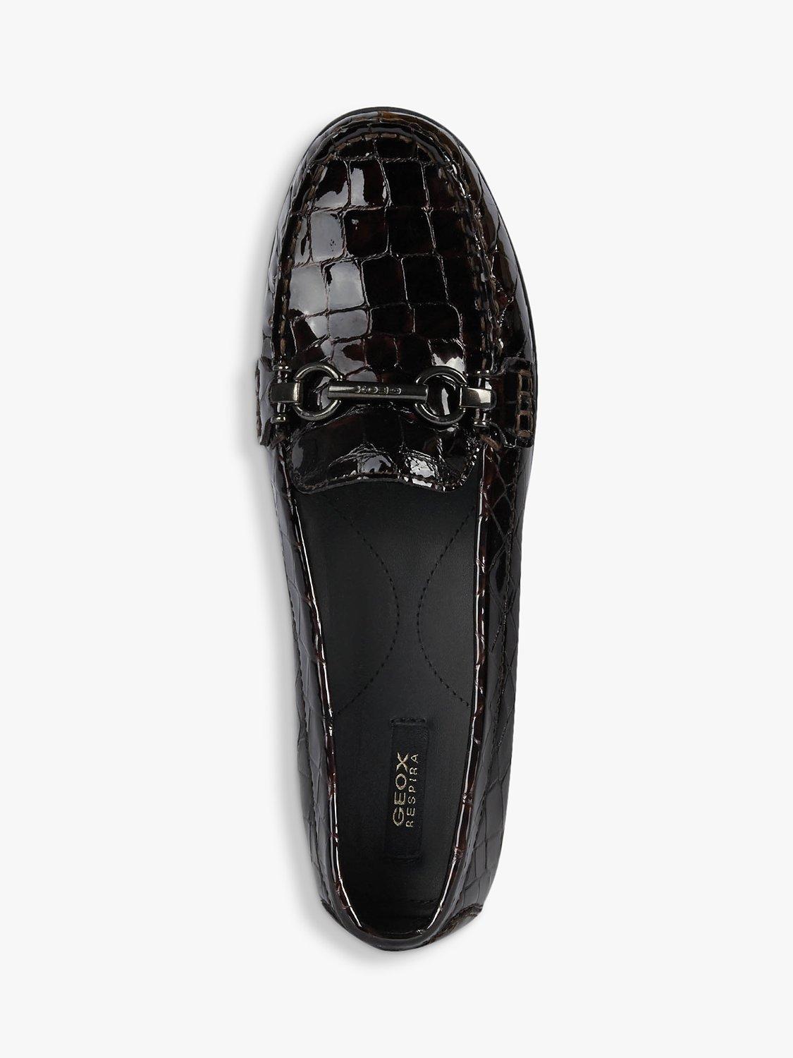 Product image 5 of 6, which shows Geox Women's Elidia Leather Croc Effect Moccasins, Burgundy, 4