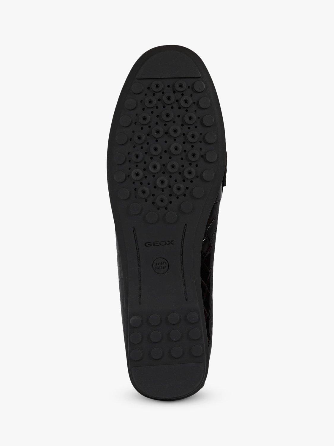 Product image 6 of 6, which shows Geox Women's Elidia Leather Croc Effect Moccasins, Burgundy, 4