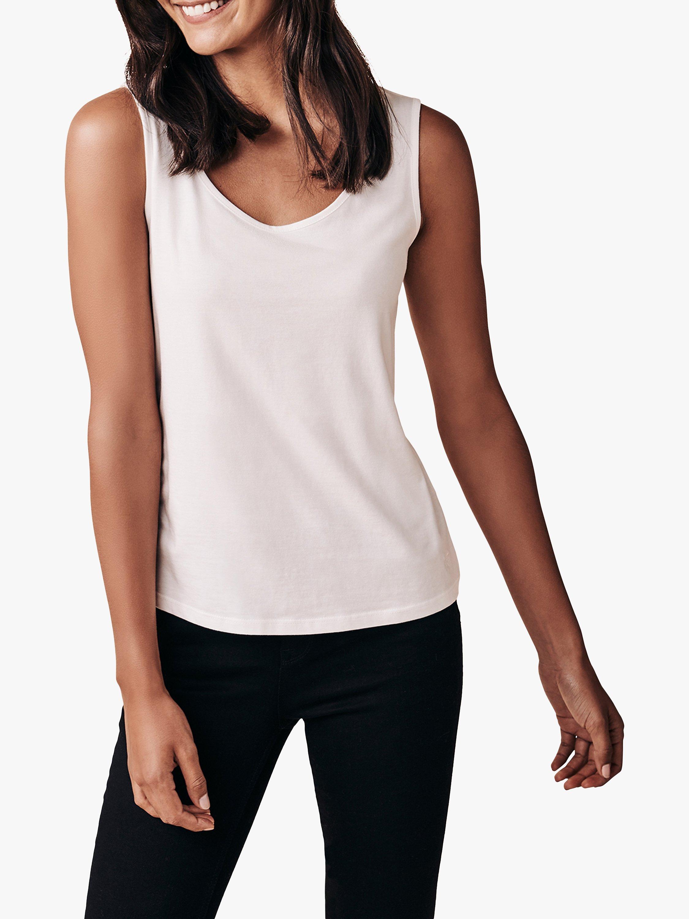 Crew Clothing Cotton Modal Vest Top, White