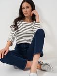 Crew Clothing Essential Breton Stripe Top, White/Navy