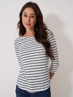 Crew Clothing Essential Breton Stripe Top, White/Navy