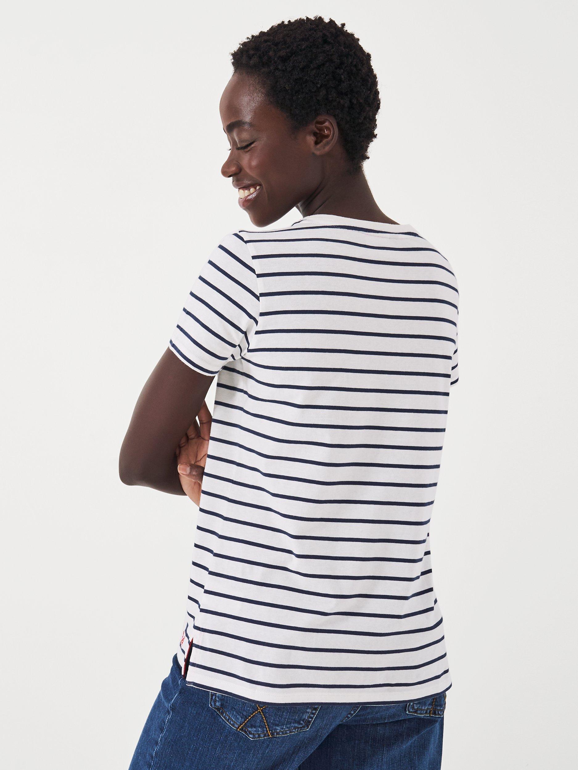 Crew Clothing Breton Stripe T-Shirt, White/Navy, 10