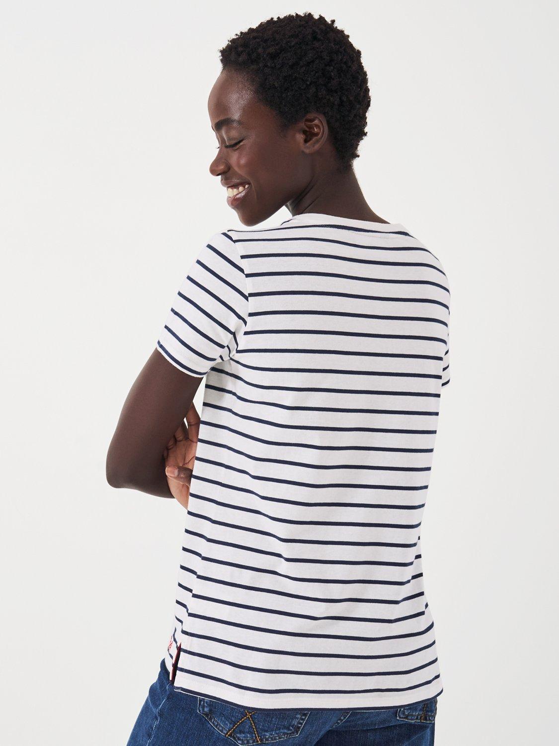 Crew Clothing Breton Stripe T-Shirt, White/Navy, 10