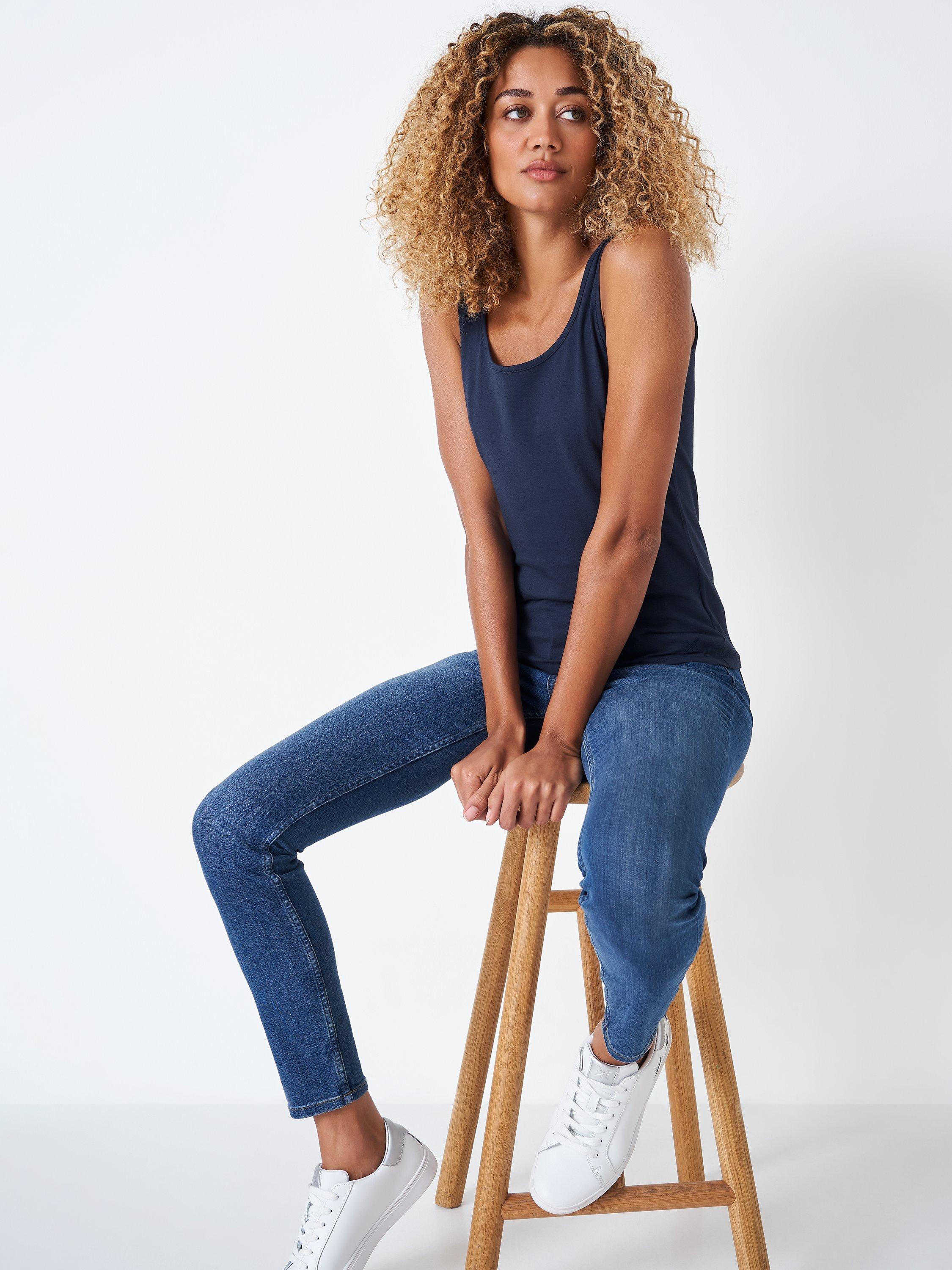 Crew Clothing Cotton Modal Vest Top, Navy