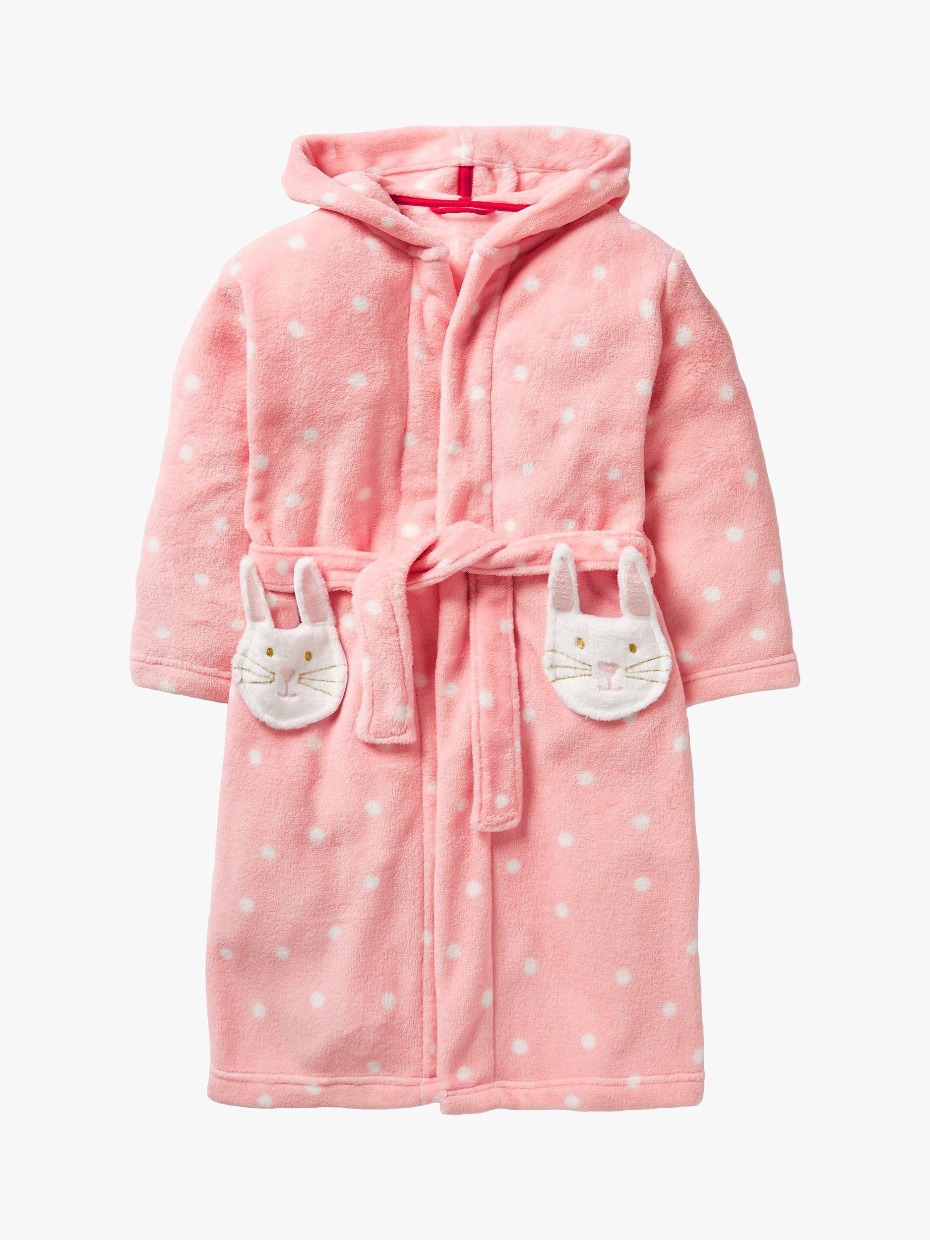 Mini Boden Kids' Fun Cosy Bunny Dressing Gown, Pink Spot