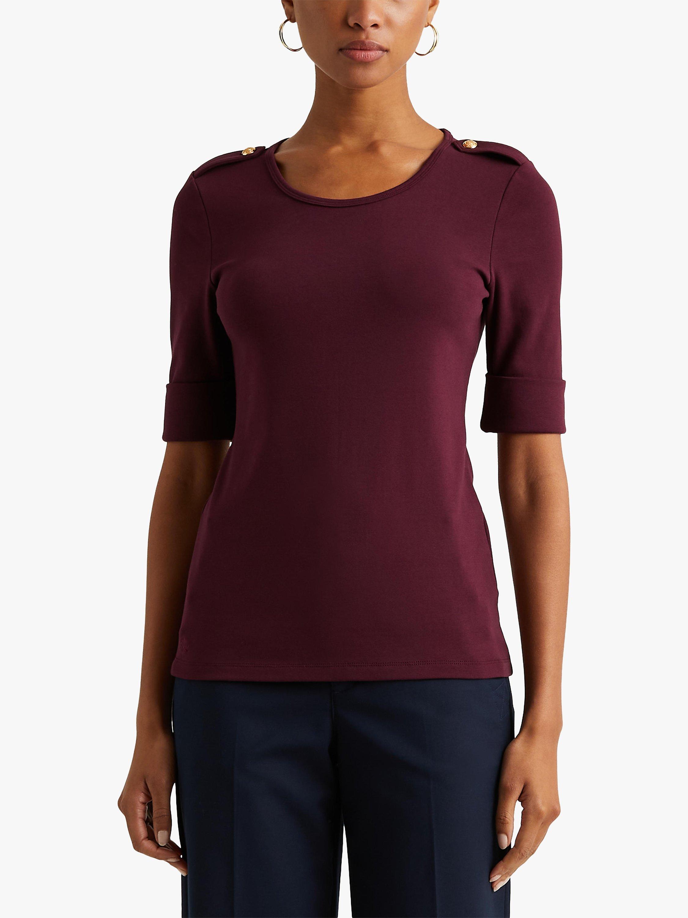 Lauren Ralph Lauren Erick Elbow Sleeve Jersey Top, Pinot Noir