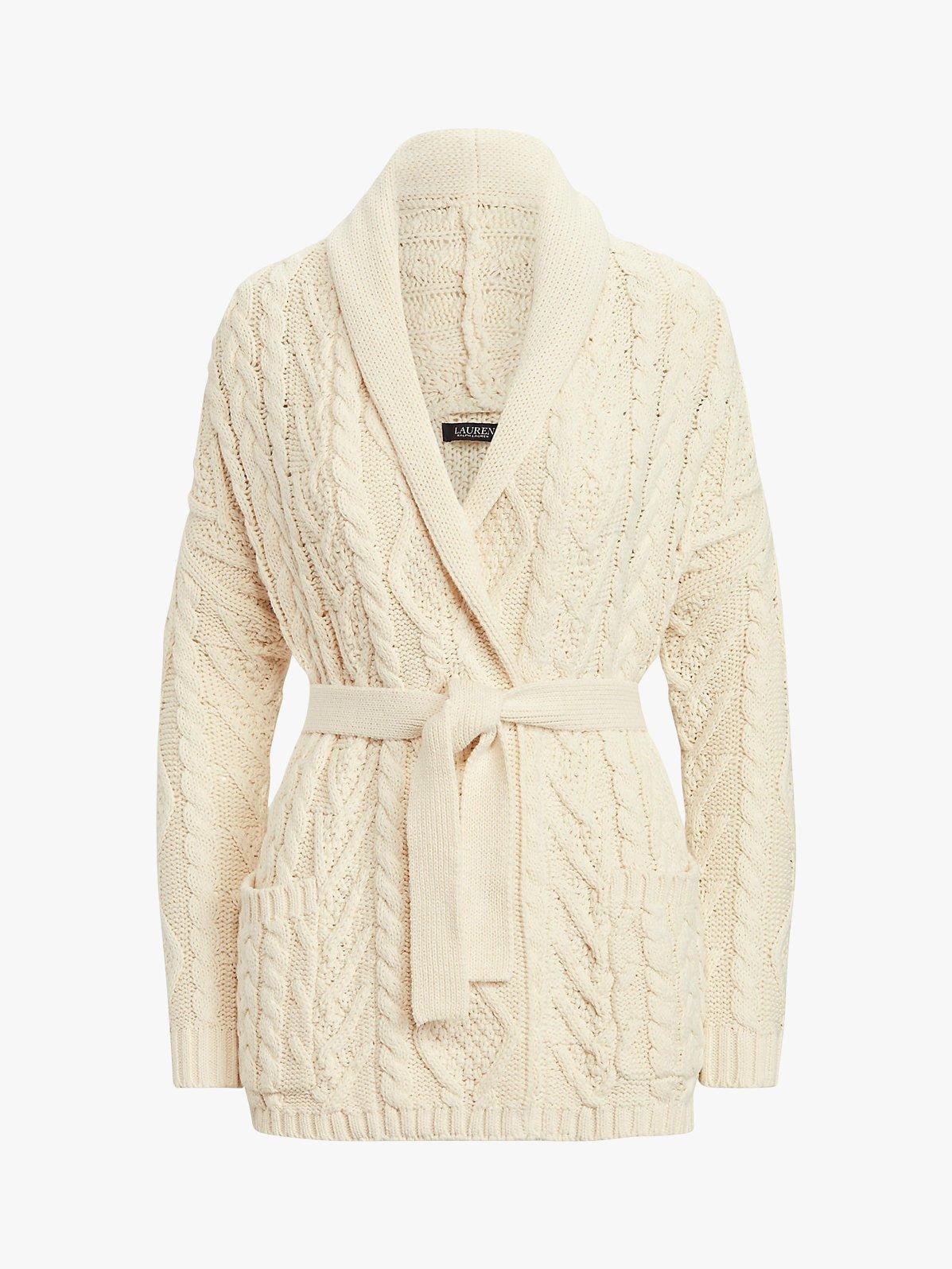Lauren Ralph Lauren Delsin Long Sleeve Cardigan, Mascarpone Cream