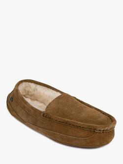 Just Sheepskin Harry Suede Slippers - view 2, Chestnut
